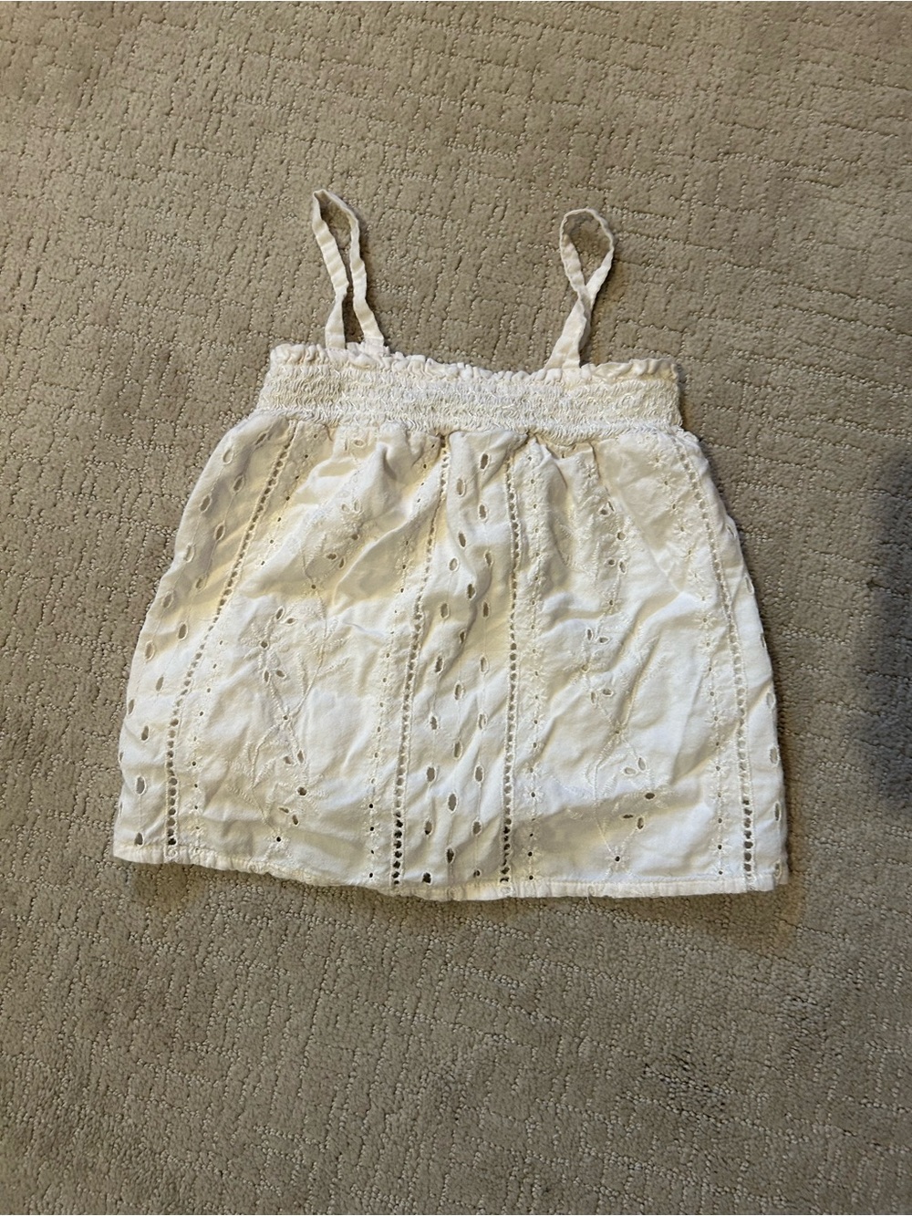 Old Navy girls eyelet white cream tank summer flowy 3T